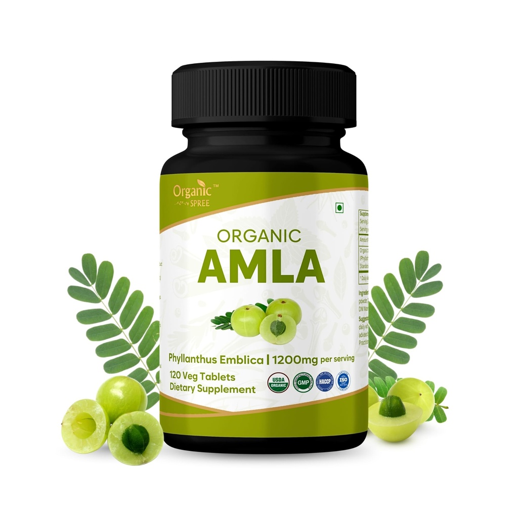 Amla 120 Tablety - USDA Organic Indian Gooseberry - Bohaté na vitamín C & Podporuje imunitní zdraví *