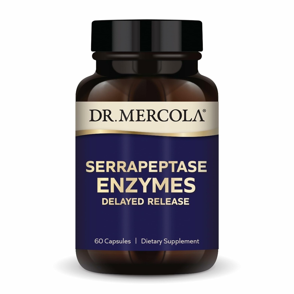 Dr. Mercola Serrapeptáza Enzymy - Podporuje zdravé buněčné funkce - opožděné uvolnění - Non- GMO, gluten- Free & Soy - 60 Kapsle