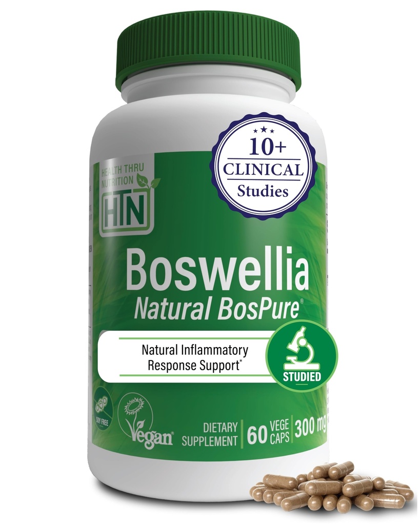 Zdraví Thru Nutrition Boswellia 300mg 60 Kapsle jako Bospure AKBAMAX CLAND124; vysoká potence 75% Boswellic Acids 10% AKBA CLAND124; Zdravá podpora mobility CLAND124; Vegan Certified CLAND124; Non- GMO, gluten Free, Soy Free