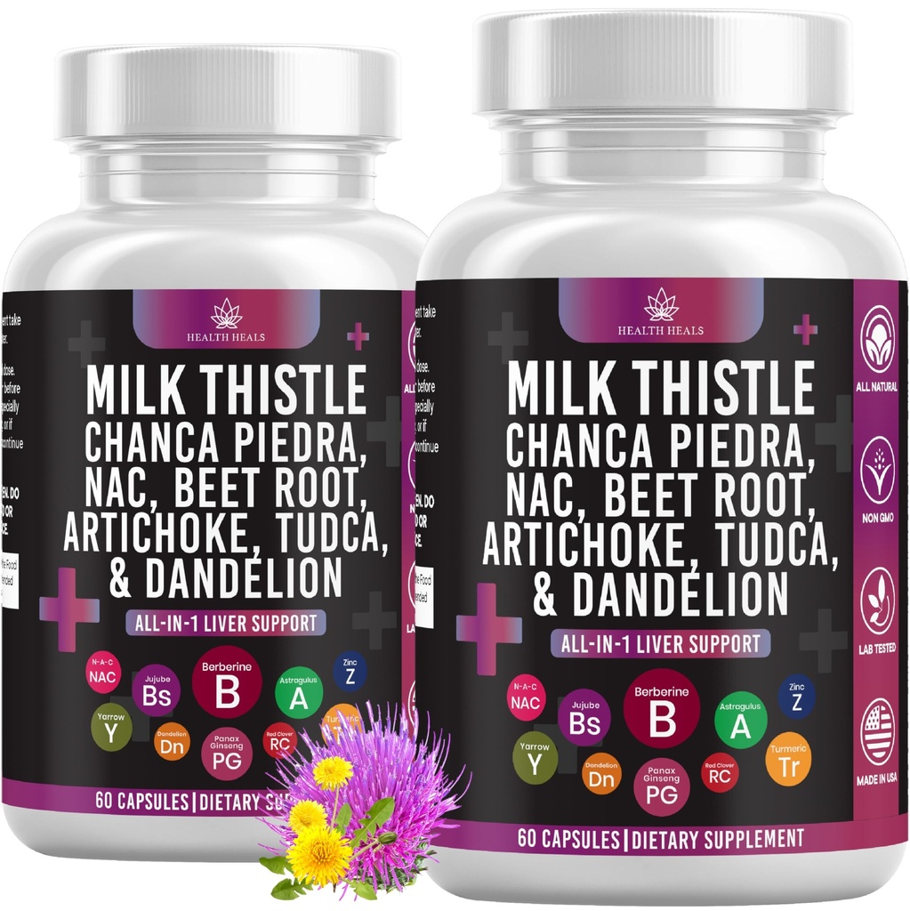 Mléko Thistle NAC Chanca Piedra Beet Root Artichod Dandelion Root - doplněk jater Plus Astragalus TUDCA Cholin & Ginger- 120 Počet