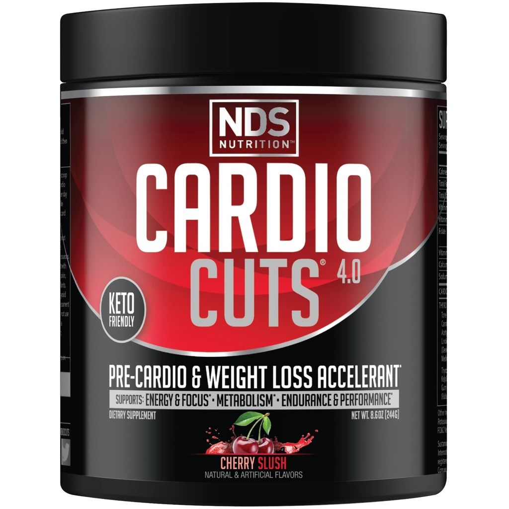 NDS Nutrition 4.0 Pre Workout Doplněk - Pokročilé váhové ztráty a Pre Cardio Formule s L- karnitin, CLA, MCTs, L- glutamin, a Safflow Oil - Cherry Slish (40 Slush)