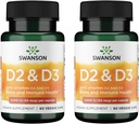 Swanson vitamin D komplex s vitamíny D2 & D3 - Kompletní opalovací vitaminový komplex pro kosti, zubní a imunitní zdraví - doplněk vitaminu (50 mcg, 60 Veggie Kapsle) (2 Pack)