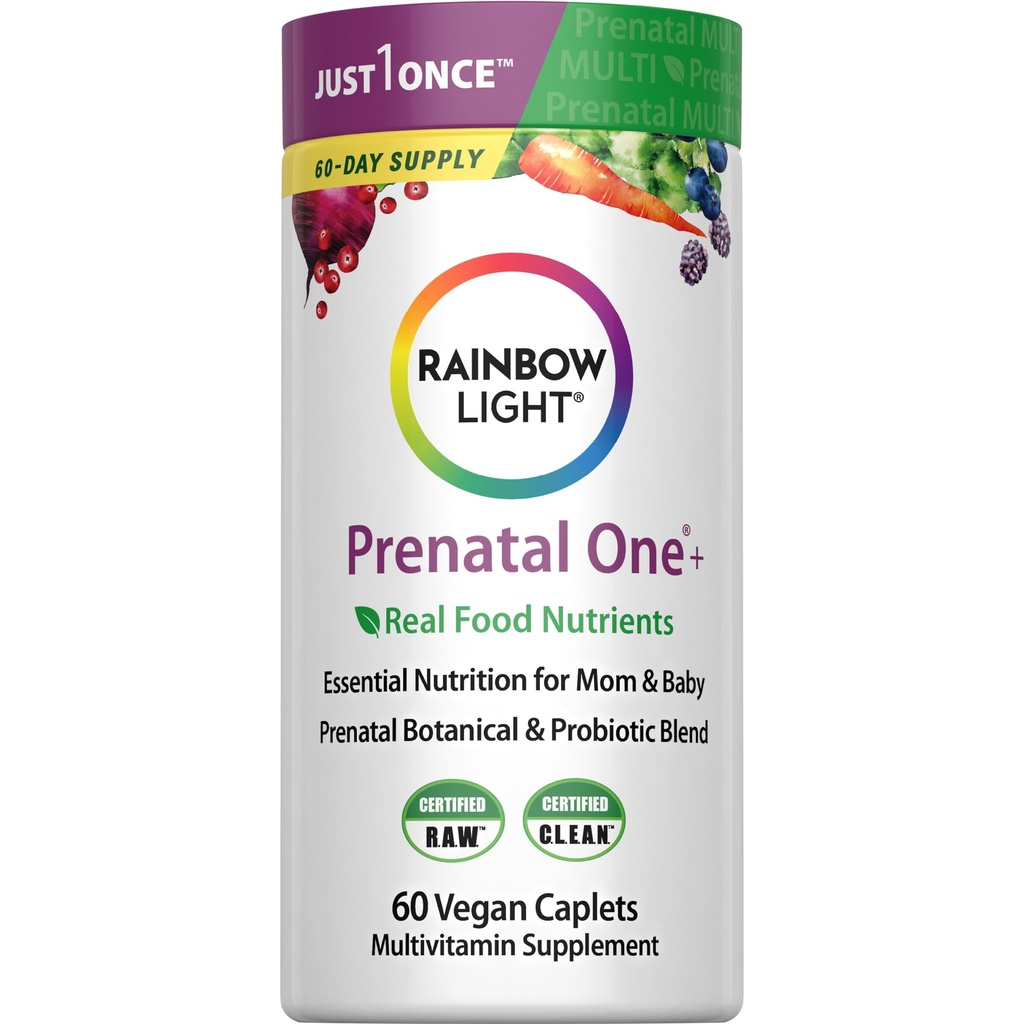 Rainbow Light High- Potency Prenatal Jeden Multivitamin, Prenatal Zdraví Multivitamin Podporuje maminčino zdraví a vývoj dítěte, S vitamínem C, Vegan, 60 Počet