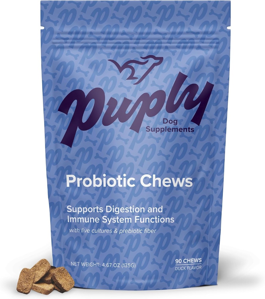Probiotika pro psy - Veterinarian- aplikované měkké žvýkání s prebiotickým vláknem - Podporuje potravu, imunitu, a alergie pomoc - Delicious Duck Flavor - 90 Počet