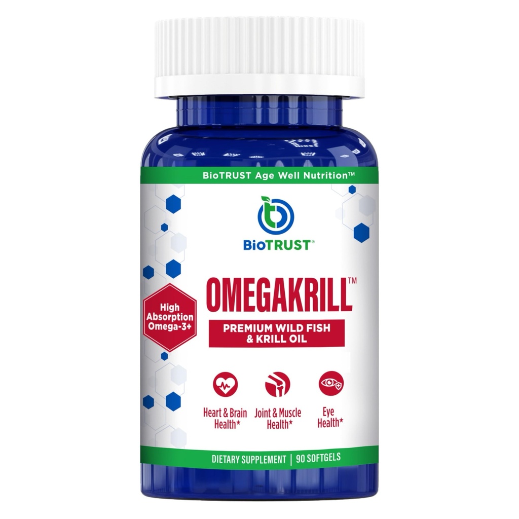 BioTrust OmegaKrill EPA & DHA Omega 3 dodatek, Ryba a krillový olej poskytnout podporu pro společné, srdce, mozek, oko a kůži (30 Služení)