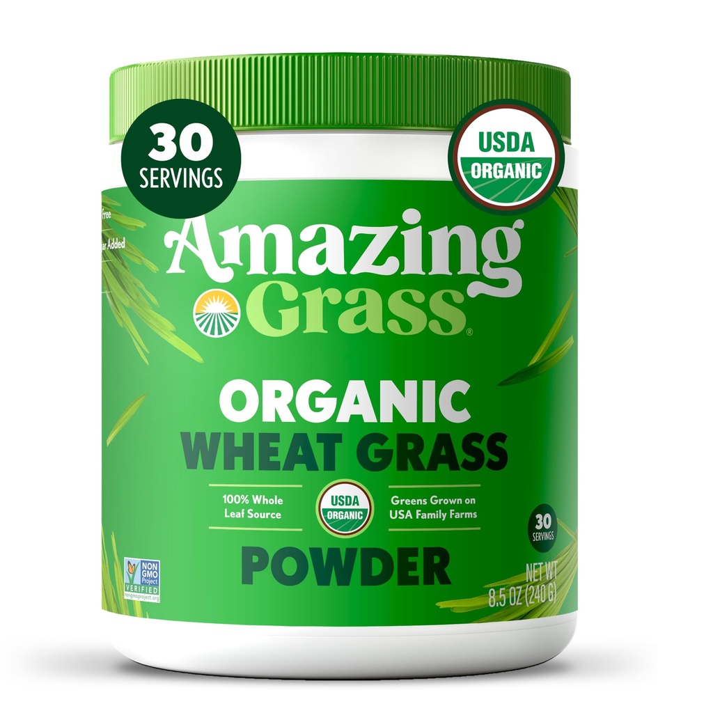 Amazing Grass Wheat Grass Powder: 100% Whole- Leaf Wheat Grass Powder for Energy, Detox & Imunity Support, Chlorofyl Poskytování zelených, 30 Služeb