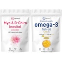 Micro Ingredients Omega33 Fish Oil 4 200 mg Softgels & Myo & D- Chiro Inositol Powder Bundle 2 Balení 124; Wild- Caught Fish, Lemon ochucený, Bezedná 124; Inositol dodatek pro ženy