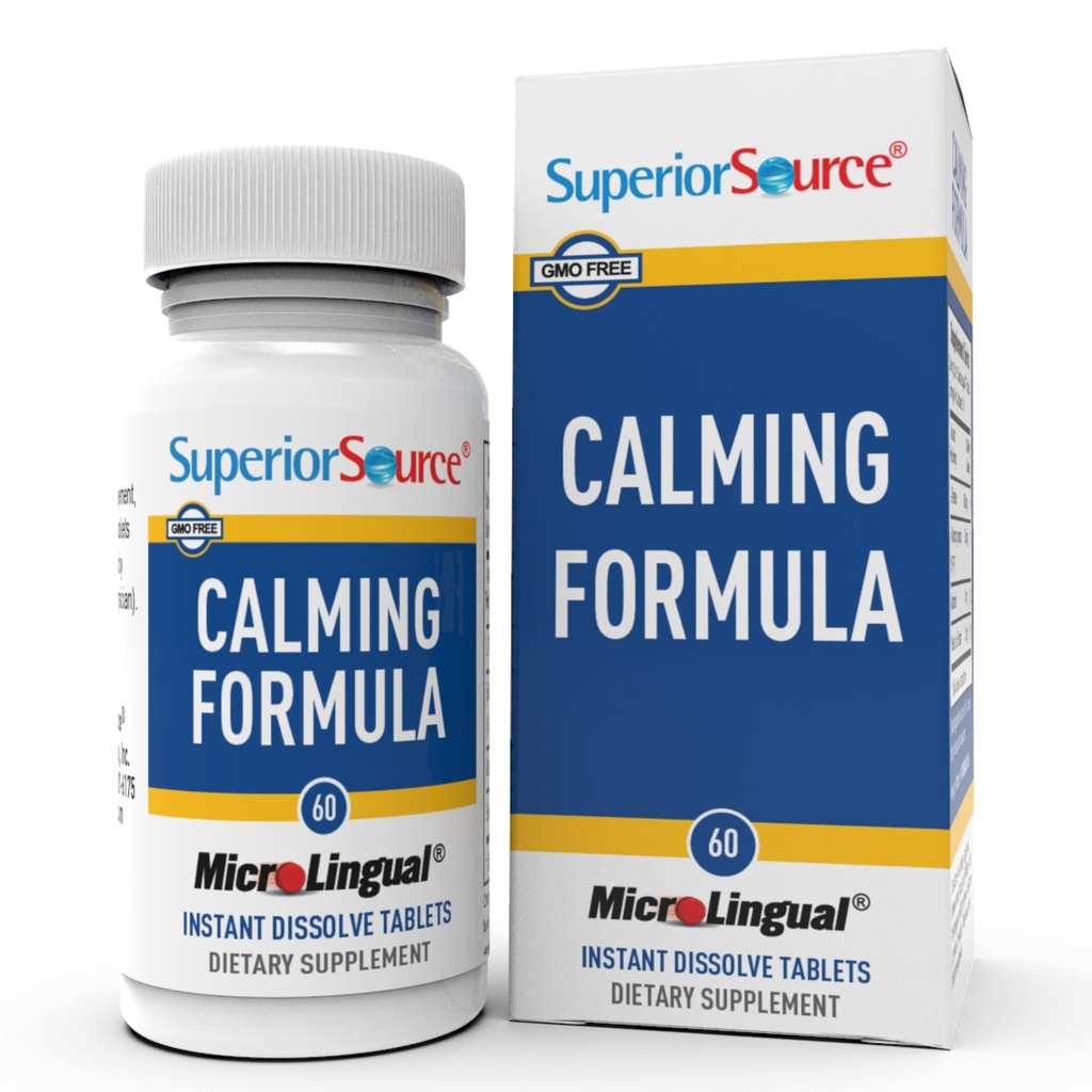 Superior Source Calming Formule, L- Theanine, Melatonin, Under The tongue Quick Disolve MicroLingual Tablety, 60 Ct, 5-HTP pro vylepšenou konverzi serotoninu, Podpora spánku, Non- GMO