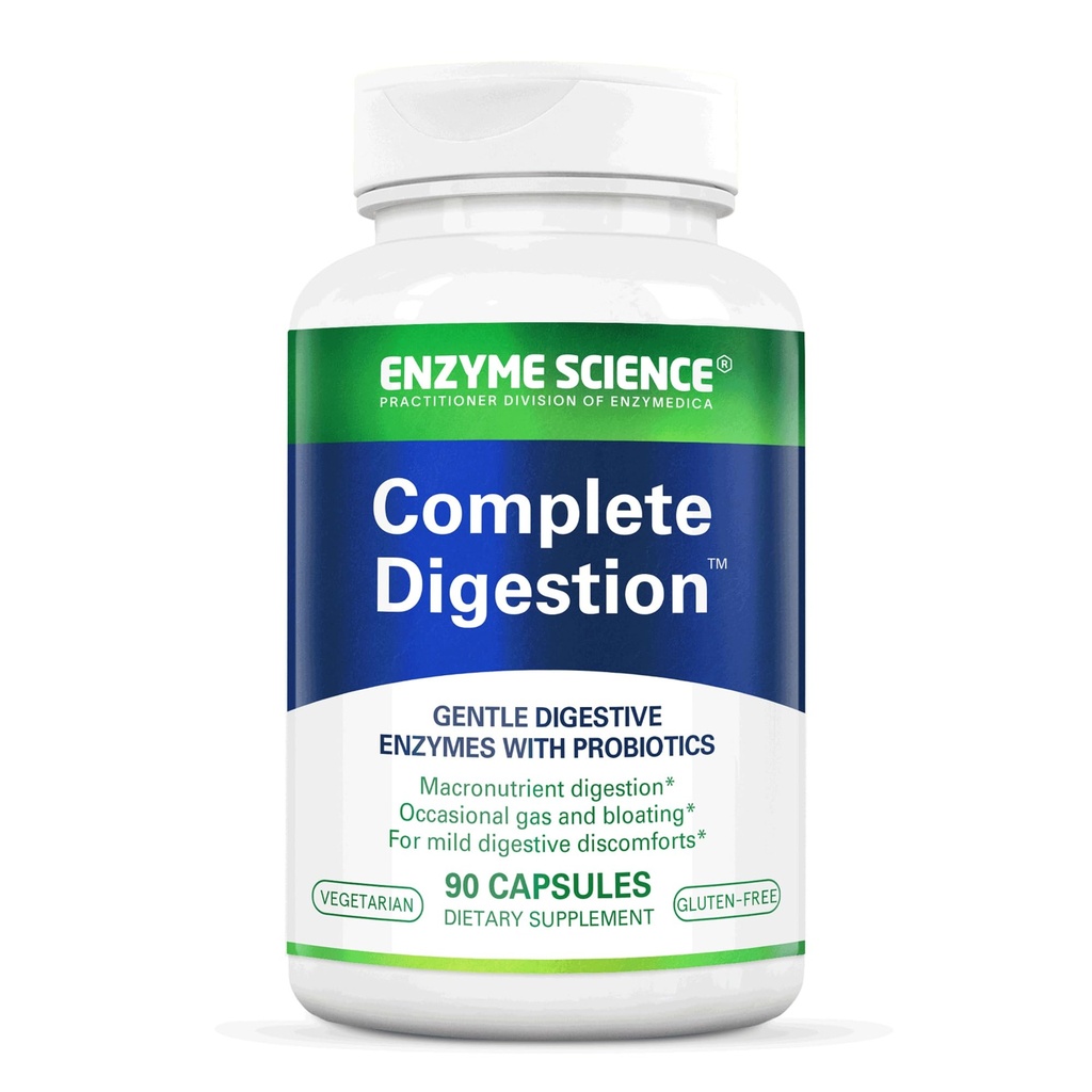 Enzyme Science - Kompletní strava, Plná podpora pro trávicí zdraví a pomoci snížit plyn, Bloating, Ingestion, a nepravidelnost s 125 miliard CFU Probiotika, Vegetariánské, 90 Kapsle