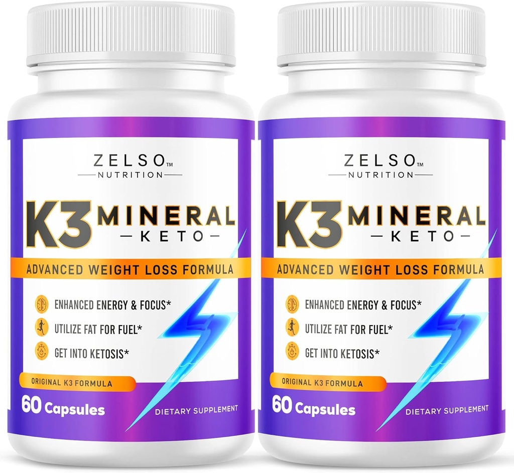 ZELSO (2 balení K3 Minerální hubnutí pilulky pro ženy a muže, K3 Minerální pilulky - K3 Sůl Mineral, Vitamin + K3 Kapsle dodatek pro Keto Váha Ztráta - 2 měsíce Dodávka