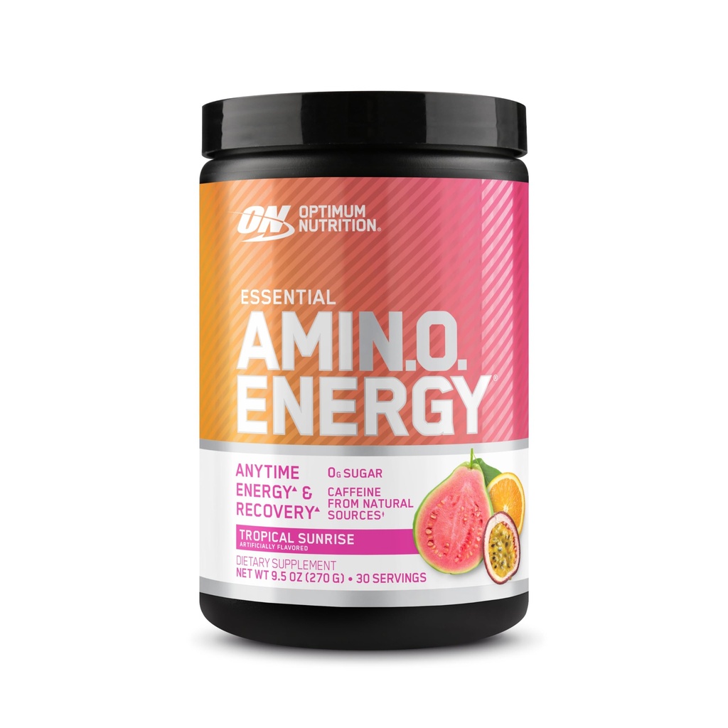Optimum Nutrition New Flavor Amino Energy - Předcvičení se zeleným čajem, BCAA, aminokyseliny, Keto Friendly, Green Coffee Extract, Energy Powder - Tropický východ slunce, 30 Servings (Balení květen Vary)
