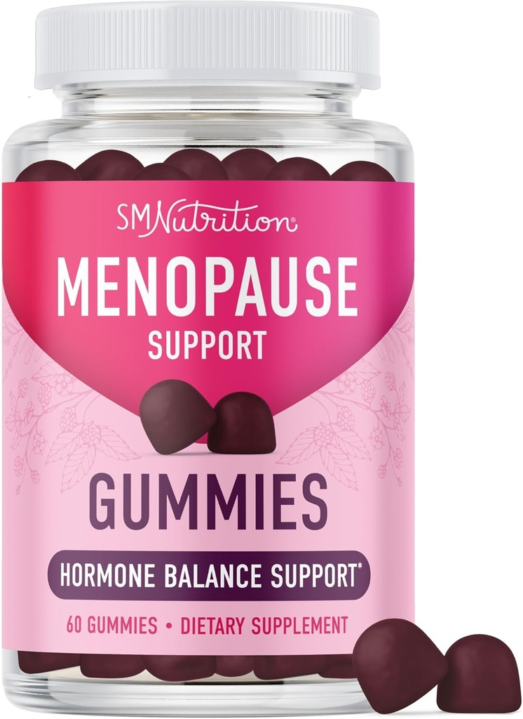 Menopauza Support Gummies OF 124; Hormon Balance Relief for Hot Flashes, Night Sweats, Mood Swings, & Bloating OF 124; s Phytoestrogen Soy, Vitamin D3, PABA, Biotin OF 124; Vegetarian, Gluten- Free Out OF 124; 60 Count