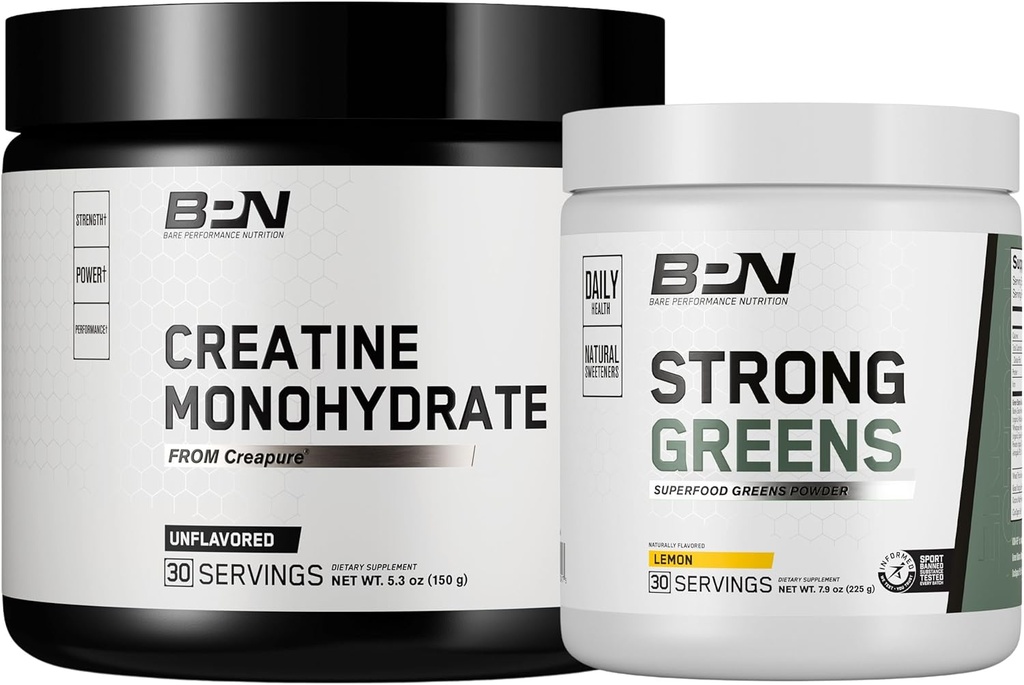 BARE VÝKONNOST VÝPOČET BPN Creatine Monohydrát & Silná zelená Bundle