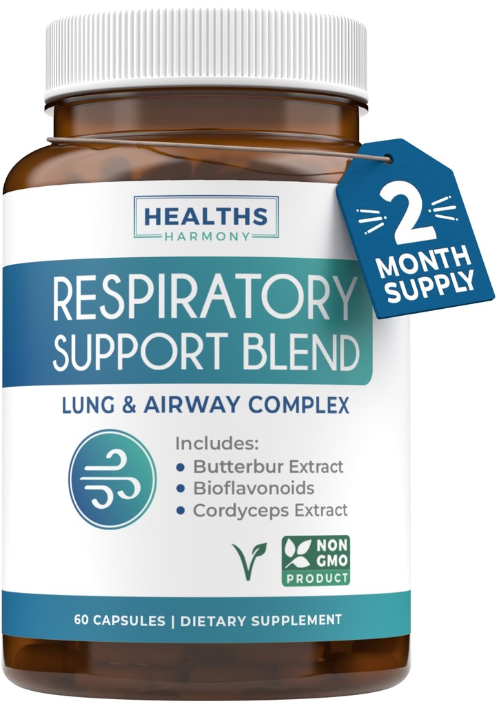Respirační Lung Zdravotní dodatek - Intenzivní Lung Support Supplement Pomáhá podpořit Clear Airways Mucus odstranění a sezónní nebo rok kolo Detox - Vegan Herbal Non- GMO Formule (2 měsíce dodávky)