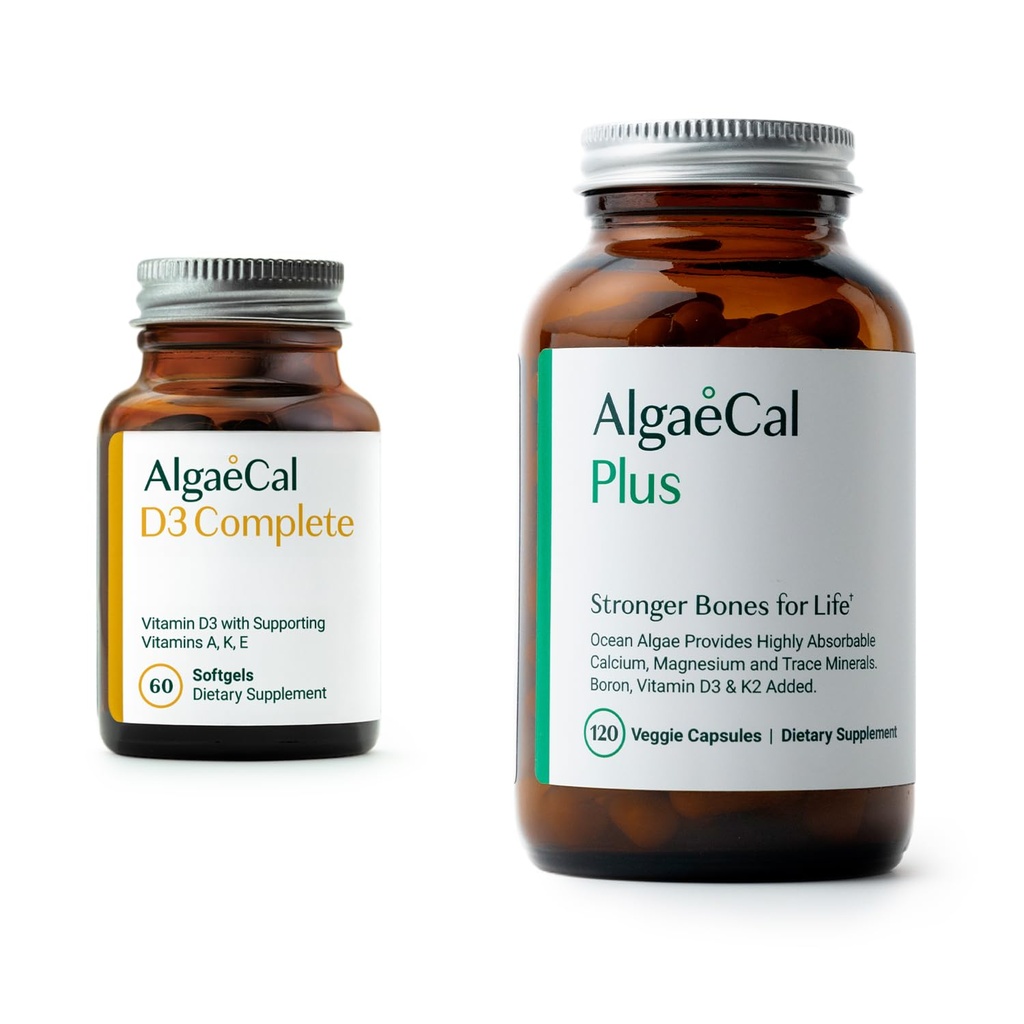 ALGAECAL Bundle - D3 Complete (1000 IU) + K2, Vitamin E, Vitamin A & Plant- Based vápník pro silnější kosti