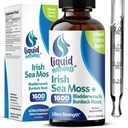 Irish Sea Moss Drops - Citrus Berry Flavor - 92 + Essential Minerals & Vitamins - Energy, Skin, Gut, Recovery - Bladderwrack and Burdock Root - 2 fl. oz