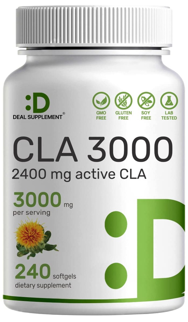 Ultra síla CLA 3000mg CLA 124; 240 Softgels, aktivní konjugovaná kyselina linolová z oleje ze světlice safflerové