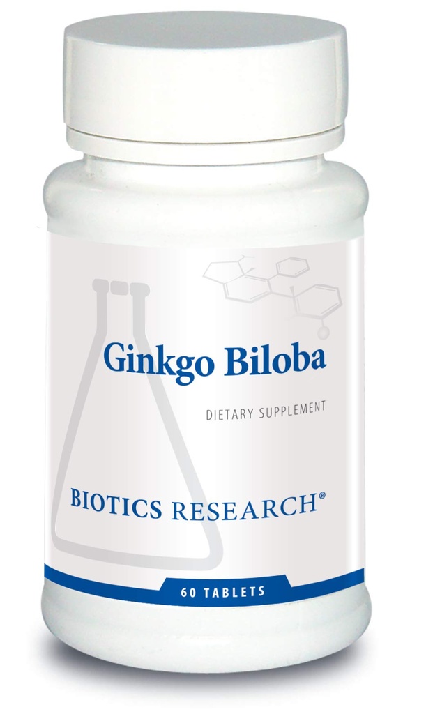 Biotika Výzkum Ginkgo Biloba Standardizované 24% Ginkgo Biloba Procent Extract, Mozkový dodatek, Nootropní, Zaměření, Energie, Paměť, Zdravé stárnutí. 60 Tablety