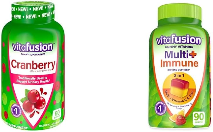 Vitafuze Cranberry Gummies pro ženy 500mg a Multi + Imunitate Support Gummies s vitaminem C Zinek Denní Multivitamins 90 Počet