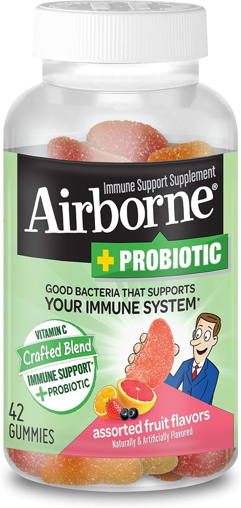 Airborne Plus Probiotické žvejkačky, 42 počet - 1000mg vitaminu C - doplněk imunitní podpory
