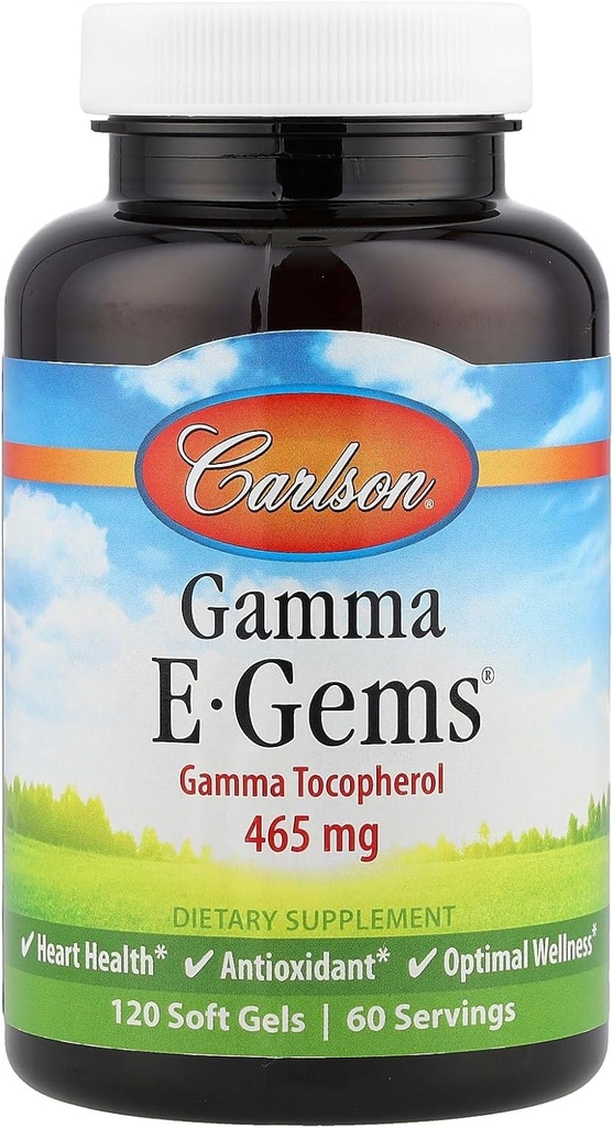 Carlson Labs Gamma E- Gems, Gamma Tocopherol, 465 mg, 120 Softgels