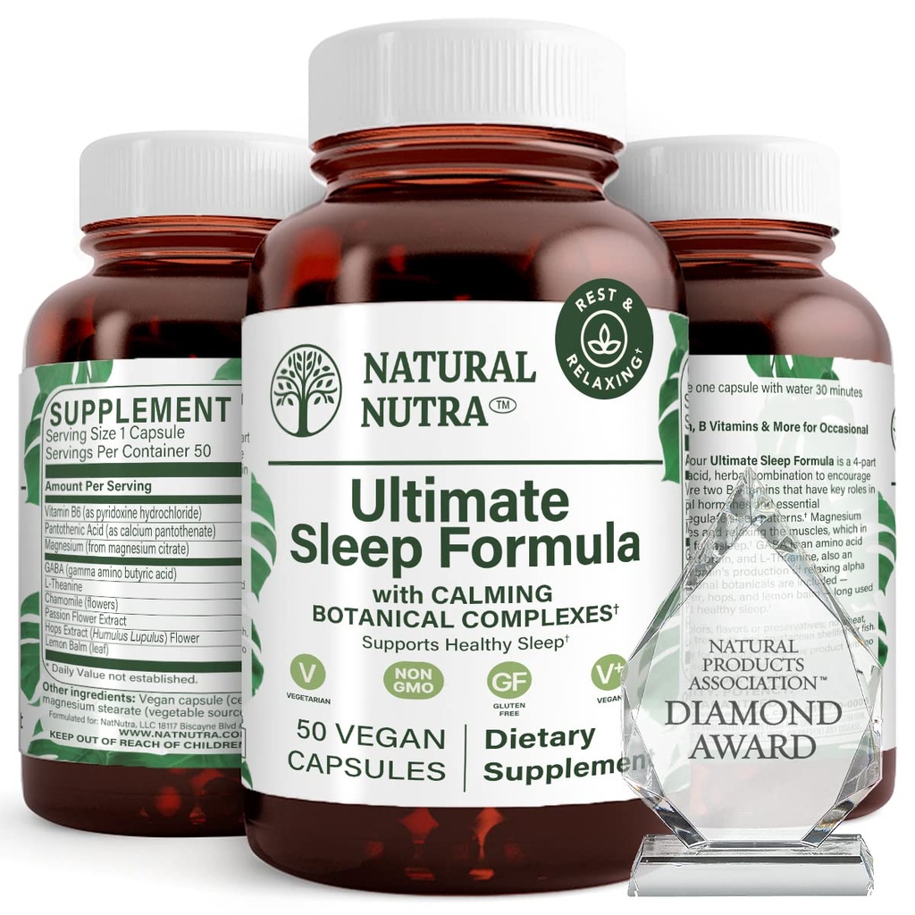 Natural Nutra Ultimate Sleep Formule, Heřmánek na podporu relaxace a snížit noční úzkost, pomůže vám pád spánku rychleji, 50 Kapsle