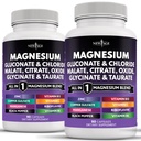 NEW AGE Magnesium Dodatek -Výkonný Glycinát Citrát Oxid uhličitý Taurát Aspartát glukonát Orotate & Mag Chlorid Mangan zdraví kostí a pevnost kostí, Společná podpora - 180 Počet