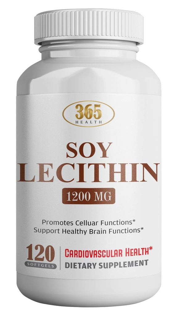 ZDRAVÍ LFE Lecitin 1200mg, vysoká potence, 120 Softgels, přírodní kombinace esenciálních mastných kyselin na podporu funkce mozku a nervů - Lecitin Potraviny stupeň, 1200mg na servírování, Dietní dodatek