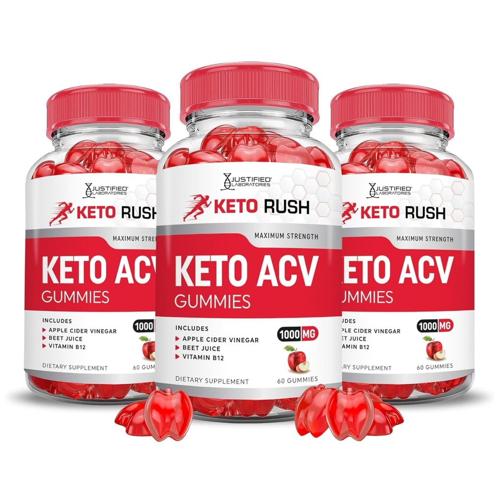 Odůvodněné laboratoře (3 Pack Keto Rush Keto ACV Apple Cider ocet Boost připravený s granátovou řepou Juice Powder B12 Vegan Non GMO 180 Gummies