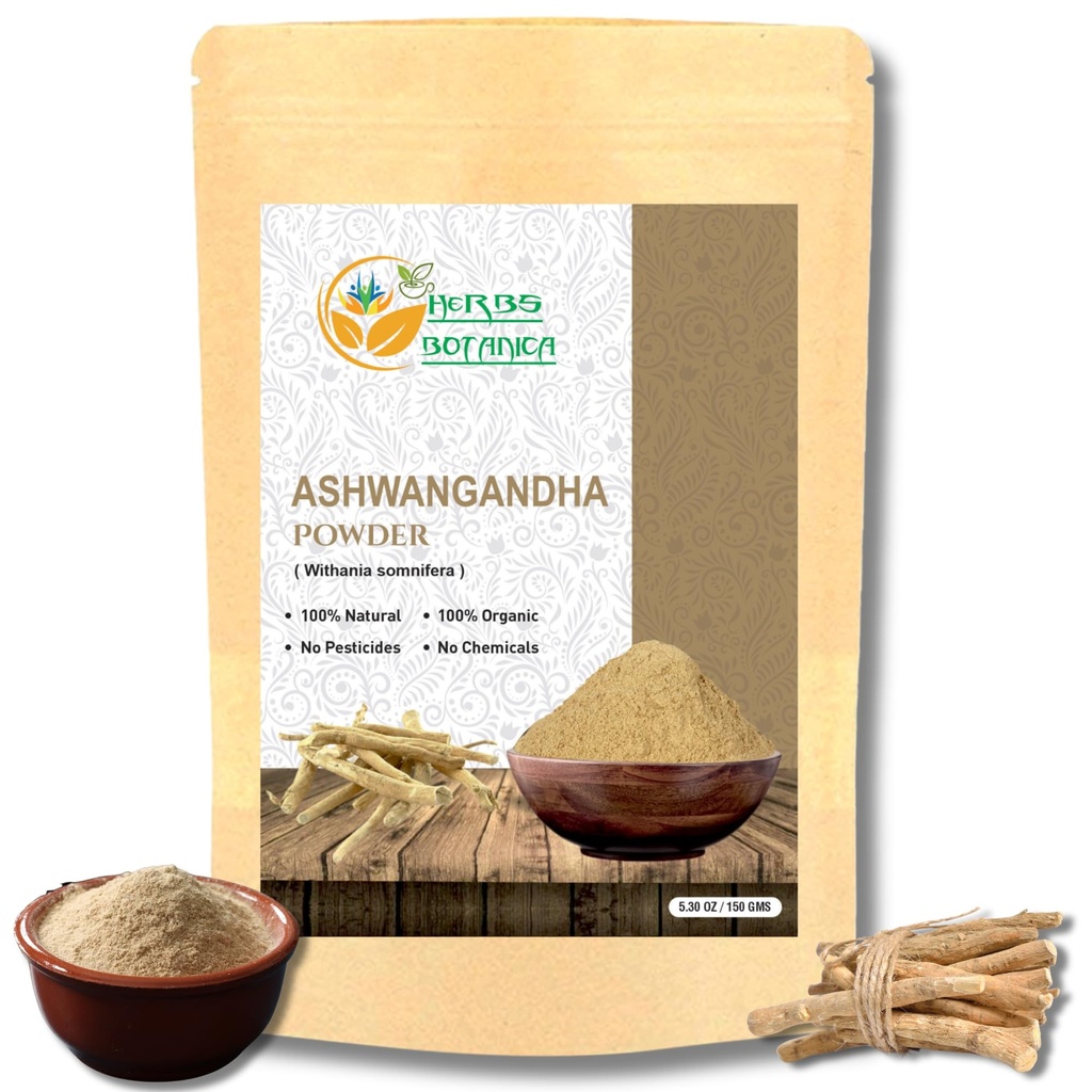 Byliny Botanica Ashwagandha Root Powder Withania Somnifera Powder Ashwaganda Ayurvedic Herbal Supplement Podpora a síla 5.3 oz