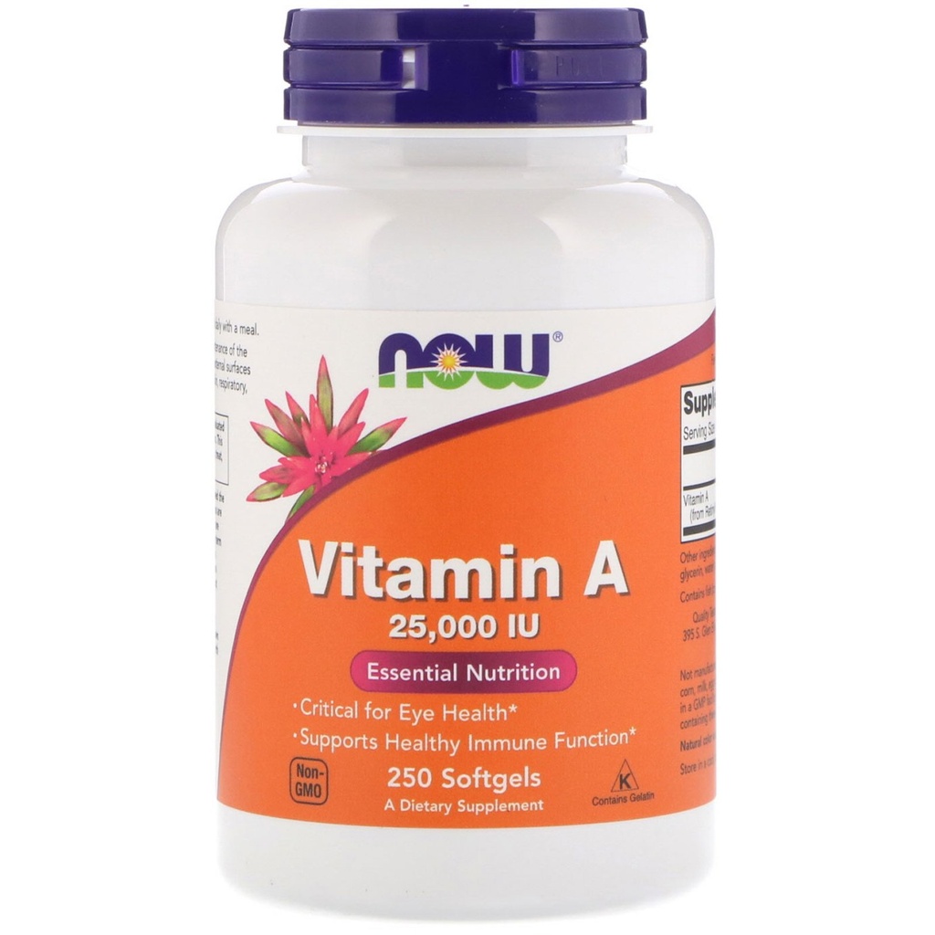 Nyní potraviny Vitamin A, 25000 IU z rybího jater, 250 Softgels (balení po 2)