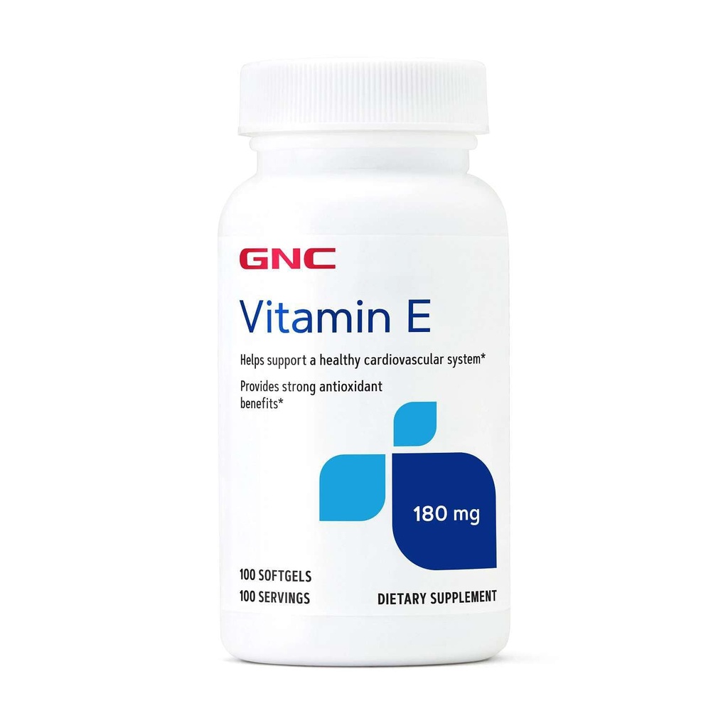GNC vitamín E 200mg dodatek, podporuje zdravý kardiovaskulární systém, 100 Služeb