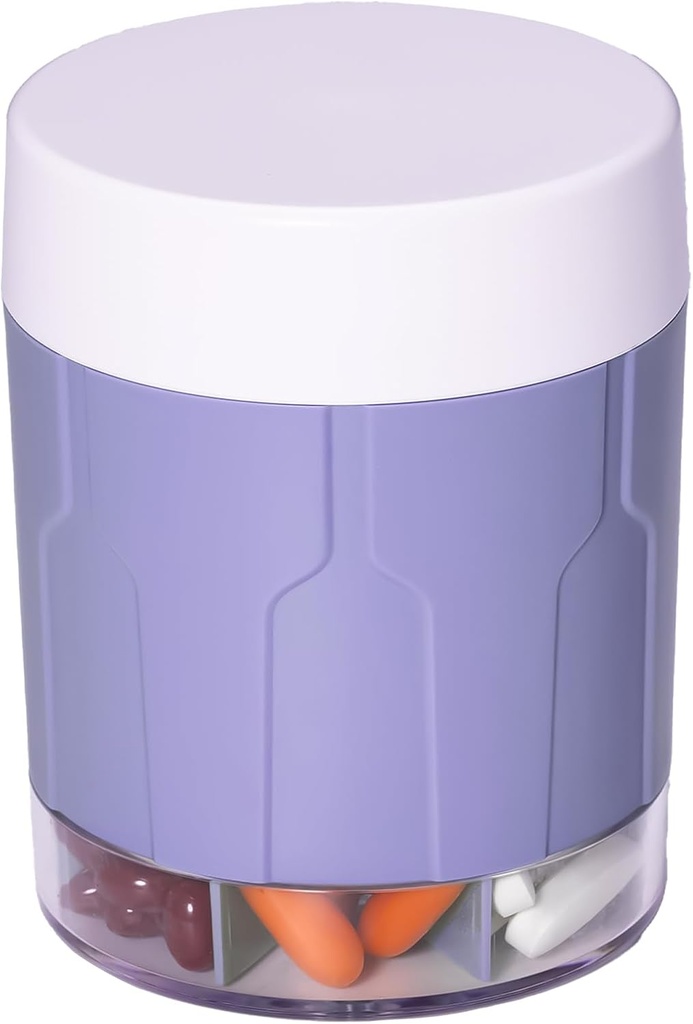 Betife Extra Velký dodatek Pořadatel, Týdenní pilulka Pořadatel Láhev, Denní Pill Dipenser se 7 Velké Compartments, Organizátor držet 7 den vitamin Medikace, 21 štítků a čisticí kartáč (Purple)