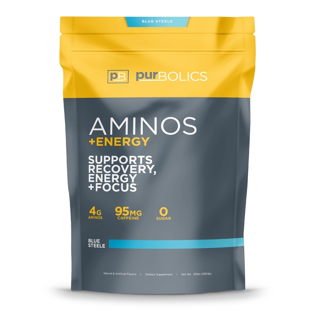 Purgolics Aminos + Energy PHARMAN124; Podporuje obnovu, Energy & Focus PHARMAN124; 95mg kofeinu, 0 Calories & 60 Servings (Blue Steele)