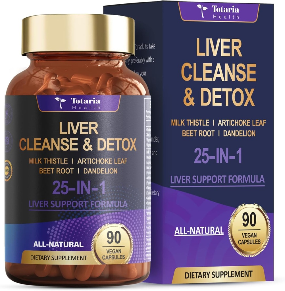 Vyčištění jater Detox & Opravy 25- in-1 s Mléko Thistle, Pampeliška kořenová, Beetroot, Artichoke Extract pro jaterní zdraví Herb Játra Supplement Vitamins Zinek, Choline 90 Vegan Kapsle