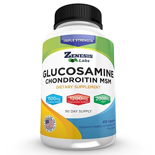Zenesis Labs Glucosamine Sulfát + Chondroitin + MSM Kombinovaný Joint & Cartilage Dodatek 450 Kapsle (Bulk 90 Day Supply) 1500mg, 1200mg, 2000mg na podání