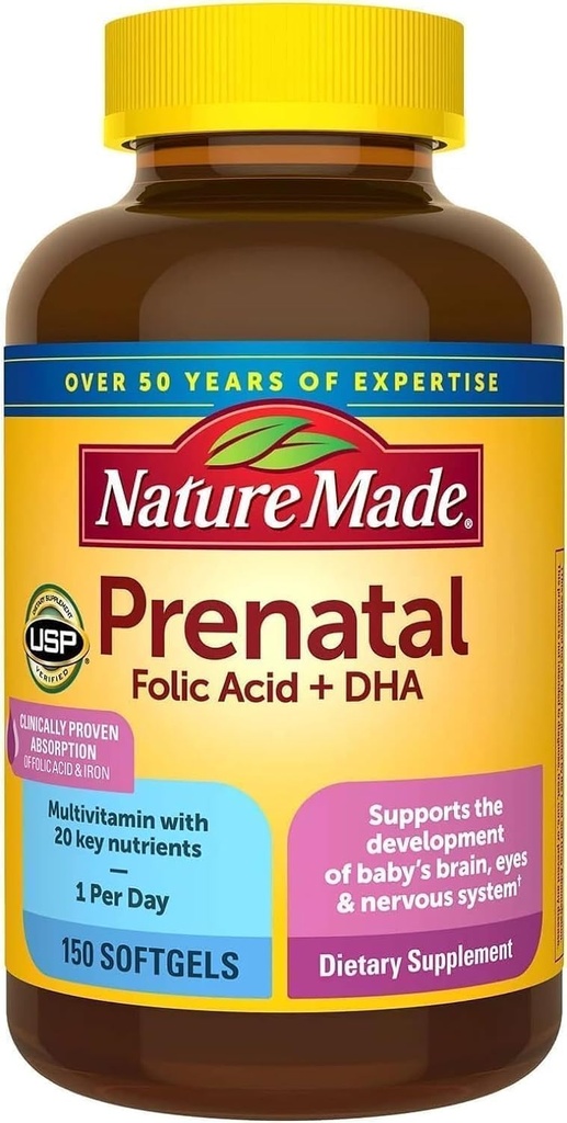 Nature Made Prenatal + Dha 200 mg dodatek stravy (Netcount 150 Soft Gels), 150Count ()