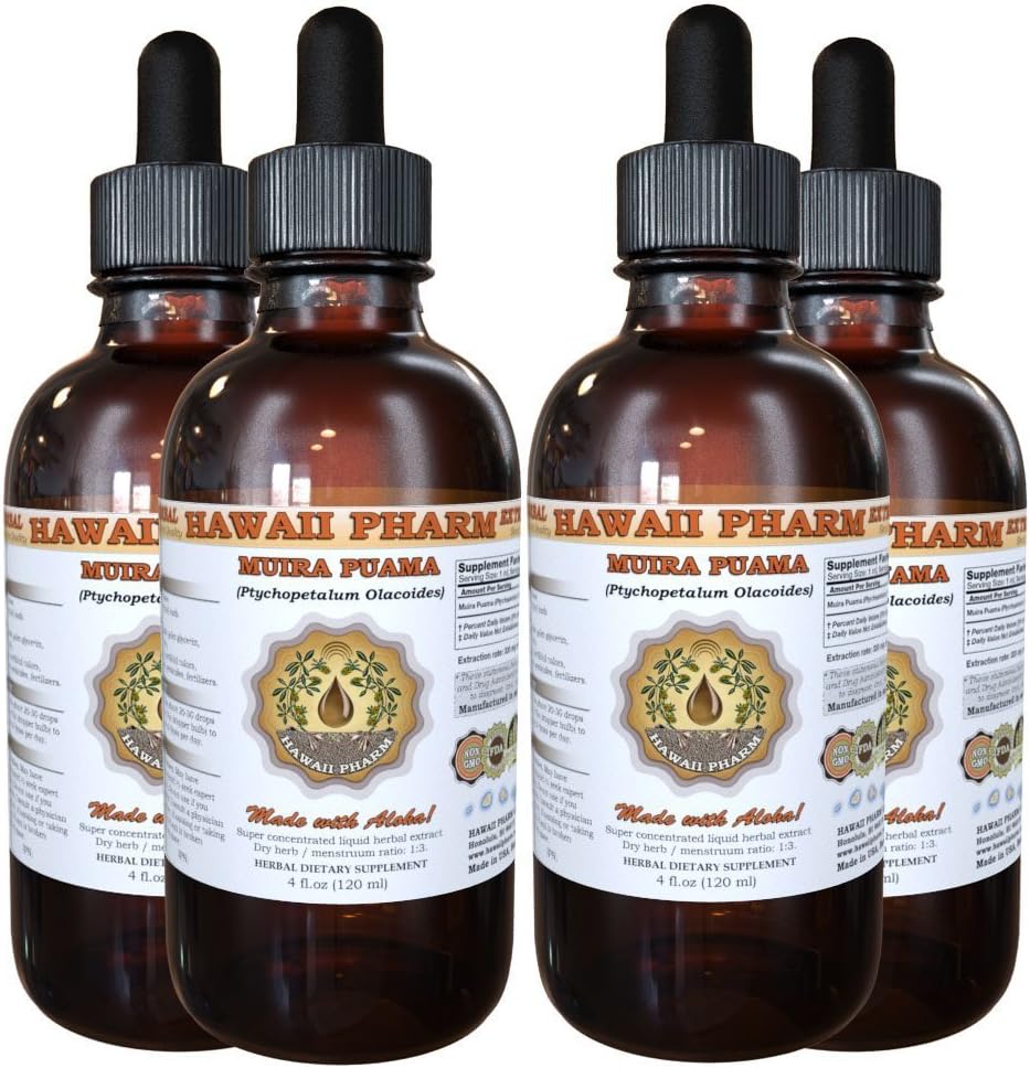 Muira Puama Liquid Extract, Organic Muira Puama (Ptychoptetalum Olacoides) Dodatek k tinktuře 4x4 oz