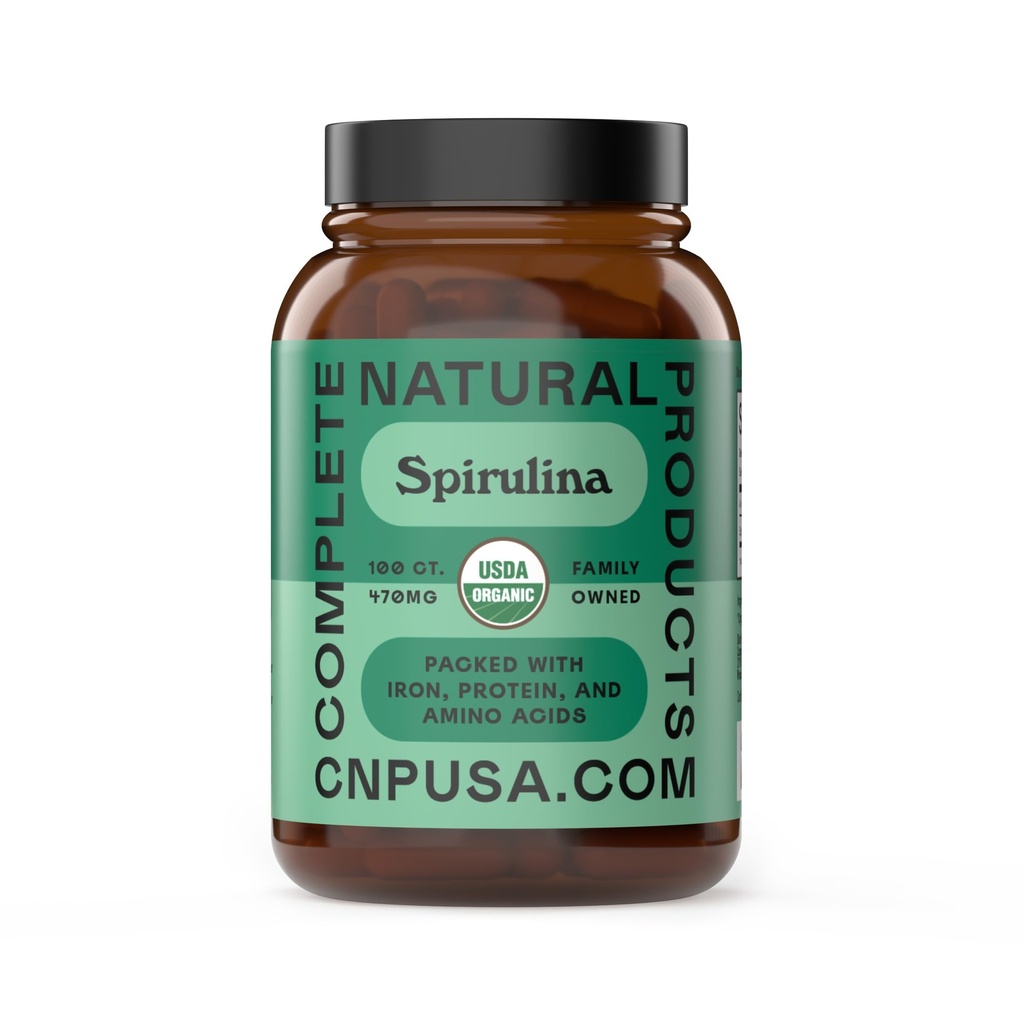 Čistá Hawaiian Blue Green Spirulina Práškové kapsle - 470mg Kapsle 100 pilulek, non GMO, přírodní