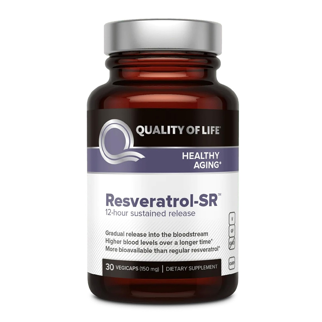 Kvalita života Resveratrol SR - Výkonný proti stárnutí Všechny přírodní vzorec - 30 Vegicaps