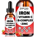 Tekutý doplněk železa w / vitamín C, A, B-Complex, Vegan Železné Kapky High Potenciál Tekutý vitamín & Železné doplňky pro ženy, muži a děti -Podpora červených krvinek, energie, anémie a únava