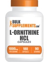 BulkSupplements.com L- Ornithin HCl Kapsle - L- Ornithin Hydrochloride, L- Ornithin 1000mg - Amino Acids Supplement, gluten Free, 2 Kapsle per Serving, 180 Počet (balení po 1)