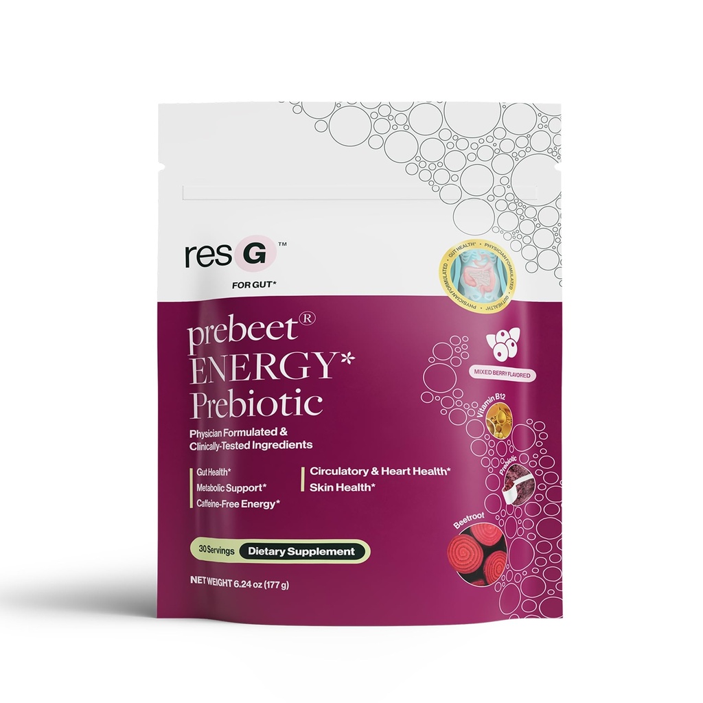 Resbiotic resG prebeat - Prebiotika nápoj na potravu, příležitostná zácpa, plyn, potok s Akkermansia & GLP-1 Podpora w / Beet Root & Fiber, Gut zdraví pro ženy a muže - 180g (30 Služení)