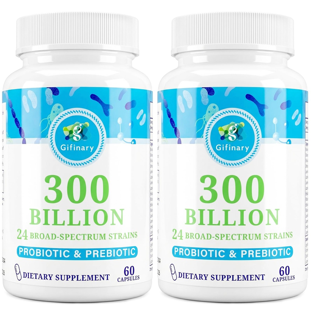 Probiotika pro ženy a muže - 300 miliard CFU, 24 Strains Probiotika + 15 Organic Herbs Prebiotics for Digestive, Gut Health, Imunní, Zácpa, Průjem & Whole- Body Health - 4 měsíce Dodávka