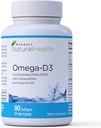 Omega-D3, Koncentrovaná EPA & DHA, Astaxanthin & Vitamin D3 PHAR124; Superior DHA & EPA poměr pro srdce, mozek, společné a imunitní zdraví, Sourced from Sustainable Calamarine (Squid Oil)