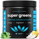 NutraChamps Super Greens Powder Premium Superfood 124; 20 + Organic Green Veggie Whole Foods CLAS124; Wheat Grass, Spirulina, Chlorella CLAS124; Antioxidant, Digestive Enzyme & Probiotic Blends (9.1 OZ, Tropical)