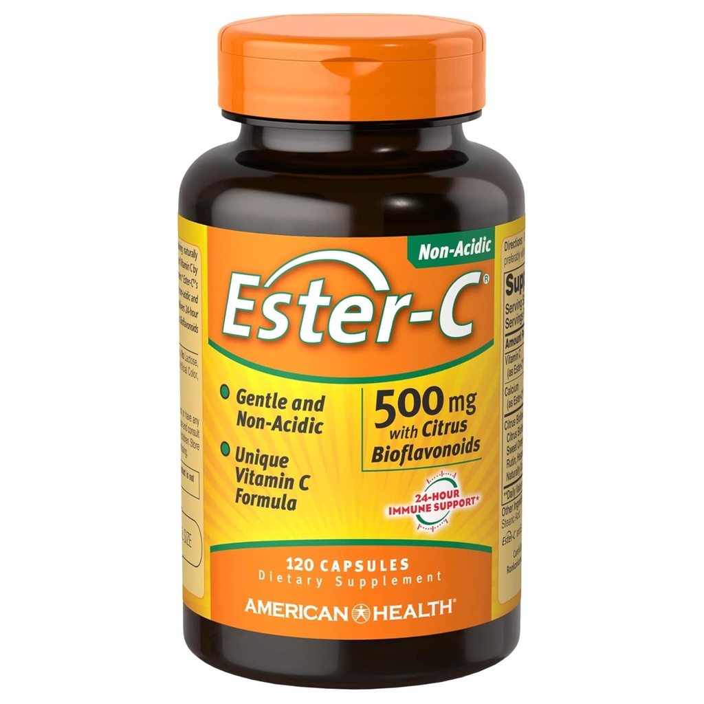 American Health Ester- C s Citrus Bioflavonoids Kapsle - Gentle On Stomach, Non- Acidic Vitamin C - 500 mg, 60 Služeb, 120 Počet