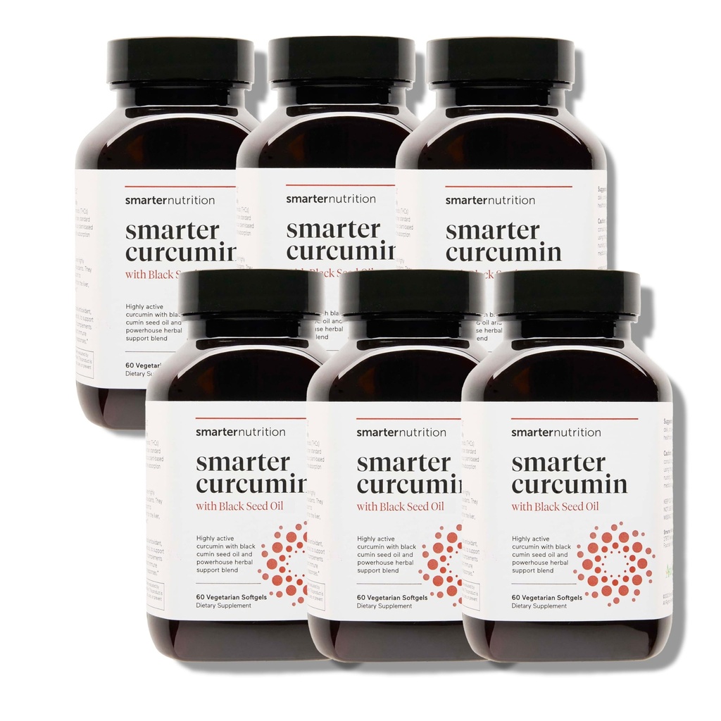 Smarter Nutrition Curcumin Softgels - Vegan High Absorption 400 mg Curcumin dodatek Standardizovaný na 95% Tetrahydrocurcuminoidy + černý olej a zázvor pro společné a imunitní zdraví - 360 Ct