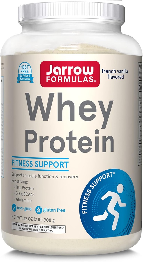 Jarrow Dictivas Syrovátkové bílkoviny s 18 g proteinu, 3,8 g BCAA, & glutamin, dodatek stravy pro svalové funkce a podporu obnovy, 32 oz Vanilla ochucený prášek, přibližně 36 den dodávky