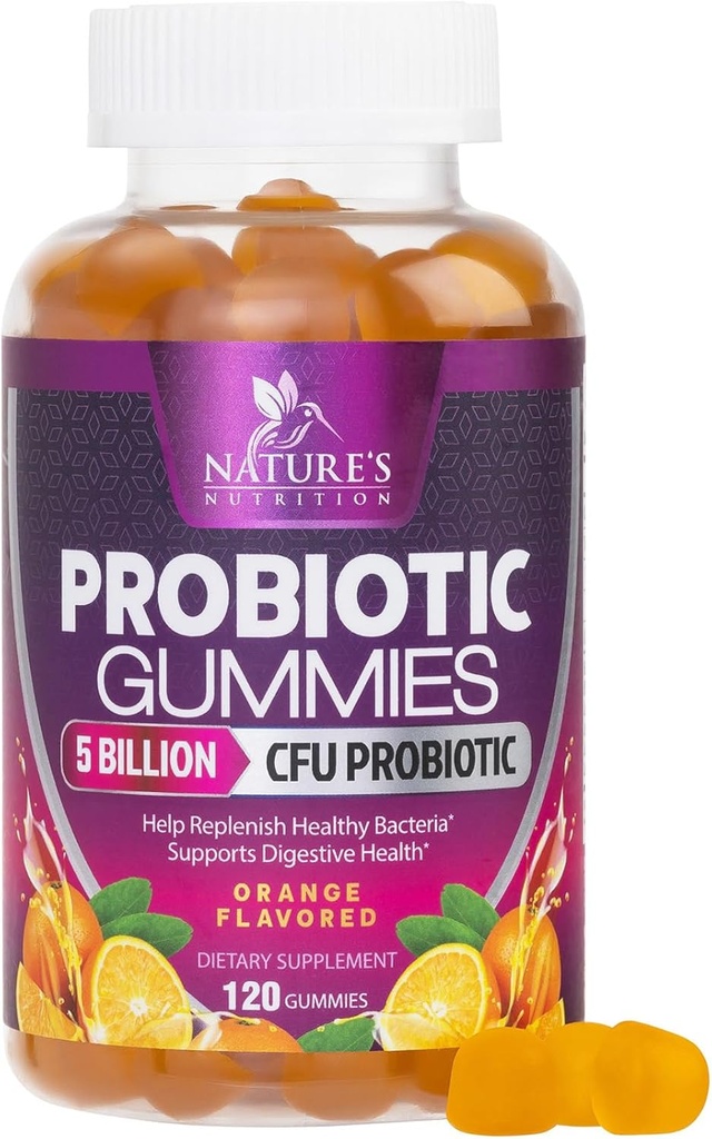 Probiotické gumy pro ženy a muže trávicí zdraví, 5 miliard CFU, Nejlepší denní probiotika Gummy pro vaginální, imunitní podpora & Gut zdraví, podporuje příležitostné zácpy plyn & nafouknutí, 120 gummies
